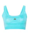 Vivienne Westwood Crop Top With Embroidered Orb Logo In Blue