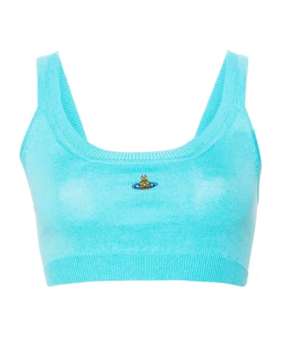 VIVIENNE WESTWOOD VIVIENNE WESTWOOD ORB EMBROIDERED KNIT CROPPED TOP