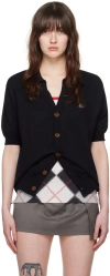 Shop Vivienne Westwood Orb-embroidered Fine-knit Cardigan In Black
