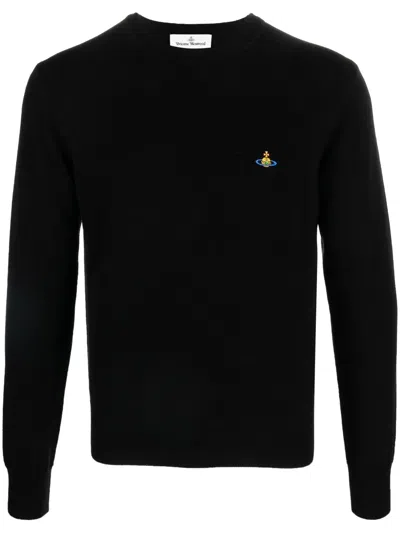 VIVIENNE WESTWOOD ORB-EMBROIDERED FINE KNIT JUMPER