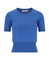 Vivienne Westwood Bea Logo Cotton & Cashmere Knit Top In Blue