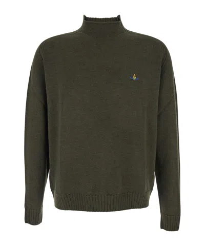 Vivienne Westwood Crew Neck Sweater With Orb Logo In Green