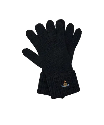 Vivienne Westwood Orb-embroidered Gloves In Black