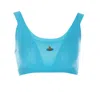 Vivienne Westwood Crop Top With Embroidered Orb Logo In Azure