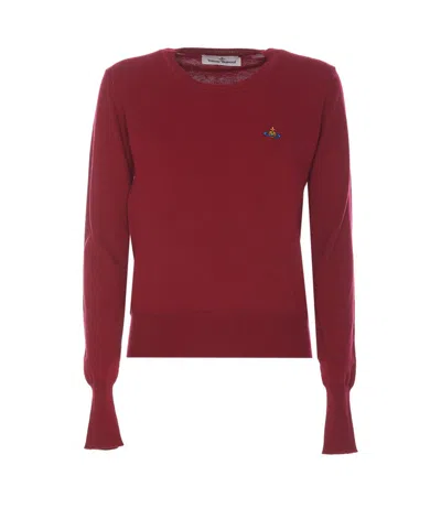 Vivienne Westwood Orb Embroidered Knit Jumper In Red