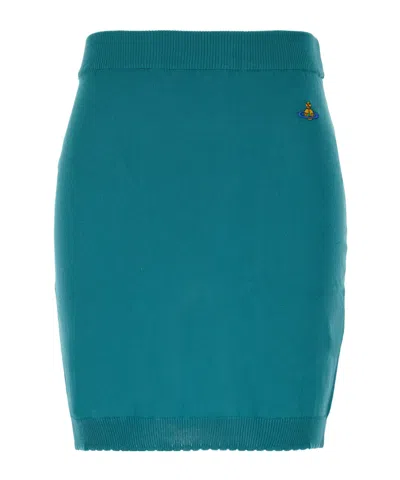 Vivienne Westwood Orb Embroidered Knit Skirt In Green