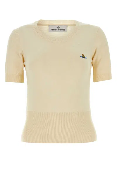 Vivienne Westwood Orb Embroidered Knit Top In Beige
