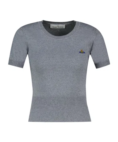 Vivienne Westwood Bea Knit Cottoncashmere Tshirt In Dark Grey In Gray