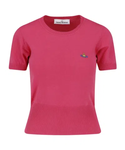 Vivienne Westwood Orb Embroidered Knit Top In Pink