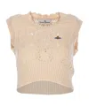 Vivienne Westwood Orb Embroidered Knit Vest In Nude