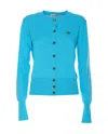 Vivienne Westwood Orb-embroidered Cotton Blend Cardigan In Blue