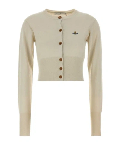 Vivienne Westwood Orb Embroidered Knitted Cardigan In Brown