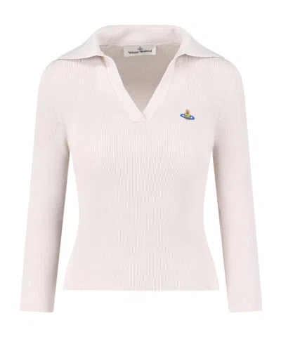 VIVIENNE WESTWOOD VIVIENNE WESTWOOD ORB EMBROIDERED KNITTED POLO TOP