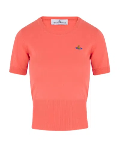 Vivienne Westwood Orb Embroidered Knitted Top In Pink