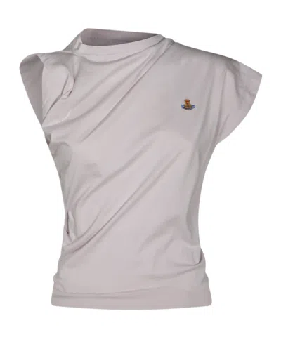 Vivienne Westwood Asymmetric Organic Cotton Top With Gathered Detailing In White
