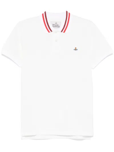 Vivienne Westwood Orb-embroidered Polo Shirt In White