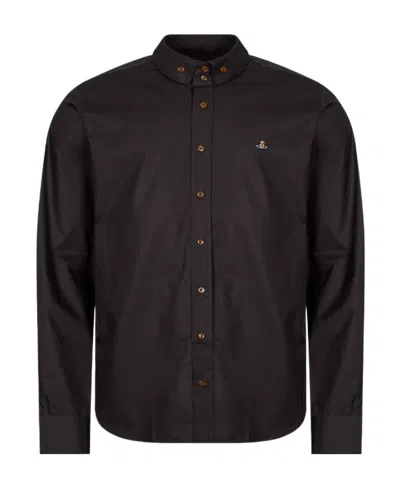 Vivienne Westwood Orb-embroidered Poplin Shirt In Black