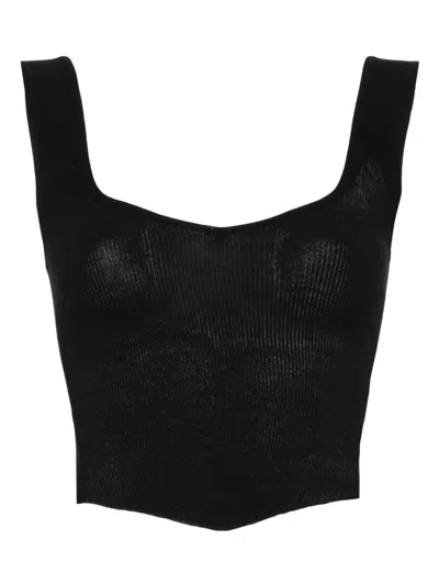 Vivienne Westwood Orb-embroidered Ribbed Top In Black