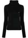 Vivienne Westwood Orb-embroidered Roll Neck Jumper In Black