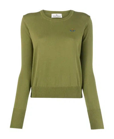 Vivienne Westwood Orb-embroidered Round Neck Jumper In Green