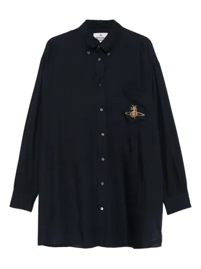 Vivienne Westwood Orb-embroidered Shirt In Blue