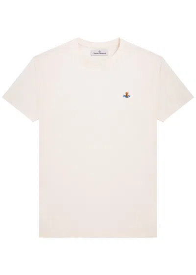 Vivienne Westwood Orb-embroidered Stretch-cotton T-shirt In White