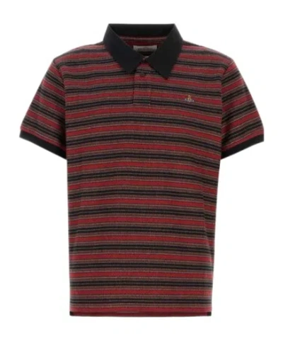 VIVIENNE WESTWOOD VIVIENNE WESTWOOD ORB EMBROIDERED STRIPED CLASSIC POLO SHIRT