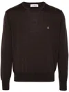 Vivienne Westwood Crewneck Sweater With Ribbed Cuffs And Hem In Braun