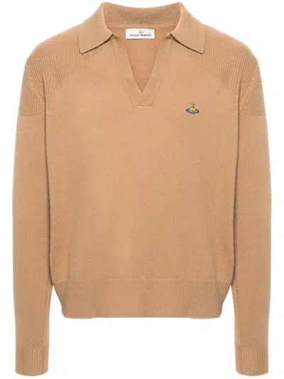 Vivienne Westwood Orb-embroidered Sweater In Nude