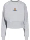 Vivienne Westwood Cropped Cotton Sweatshirt With Raglan Sleeves In Grey