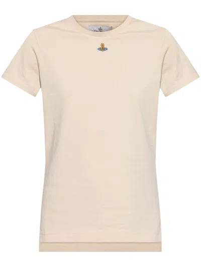 Vivienne Westwood Orb-embroidered T-shirt In Beige