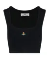 Vivienne Westwood Black Top With Embroidered Logo In Black