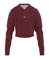 Vivienne Westwood Orb-embroidered V-neck Sweater In Burgundy