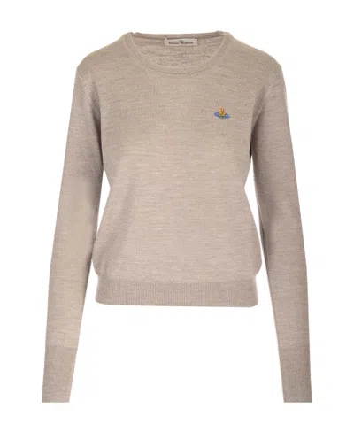Vivienne Westwood Orb-embroidered Virgin-wool Jumper In Grey