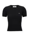 Vivienne Westwood Orb Embroidered Short-sleeved Knit Top In Black