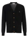 Vivienne Westwood Signature Orb Logo Embroidered V-neck Cardigan In Black