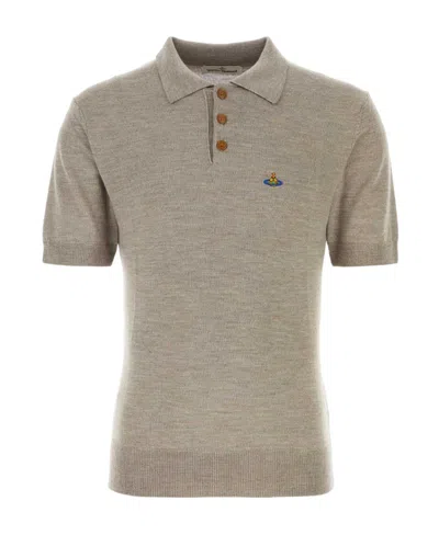 Vivienne Westwood Orb-embroidered Wool Polo Shirt In Nude