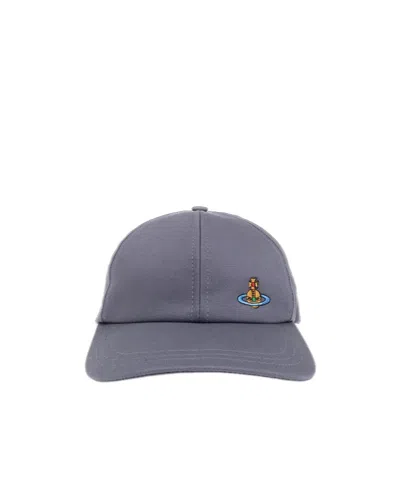 Vivienne Westwood Orb-embroidery Baseball Cap In Gray