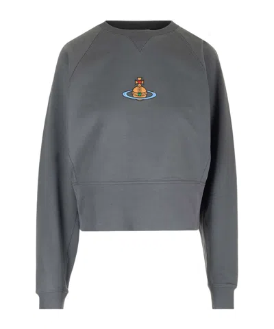 Vivienne Westwood Orb-embroidery Cotton Sweatshirt In Gray