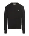 Vivienne Westwood 'alex' Black Crewneck Sweater With Orb Logo Detail On The Front In Black