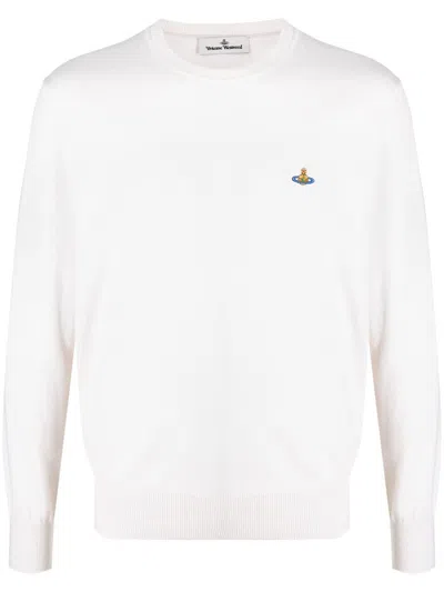 Vivienne Westwood Orb-embroidery Crew-neck Jumper In Neutrals