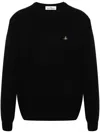 Vivienne Westwood 'alex' Black Crewneck Sweater With Orb Logo Detail On The Front In N401 Black