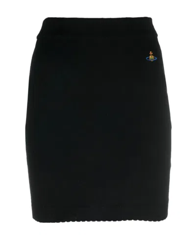 VIVIENNE WESTWOOD VIVIENNE WESTWOOD ORB-EMBROIDERED SCALLOP HEM KNITTED MINI SKIRT