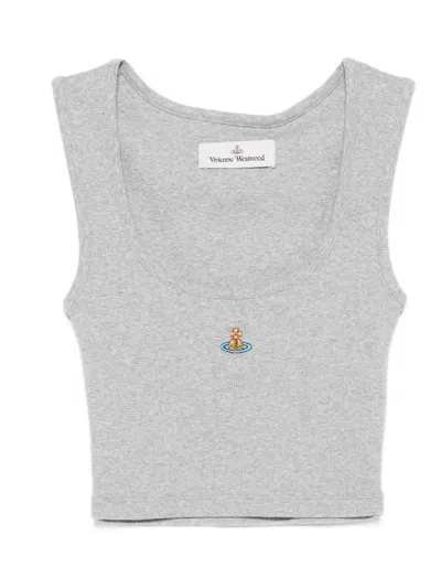Vivienne Westwood Orb Embroidery Sleeveless Tank Top In Gray