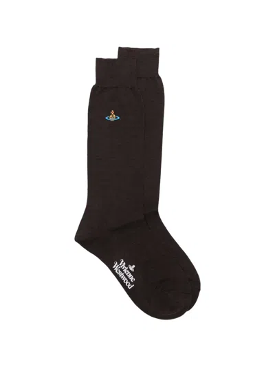 Vivienne Westwood Orb-embroidery Socks In Black