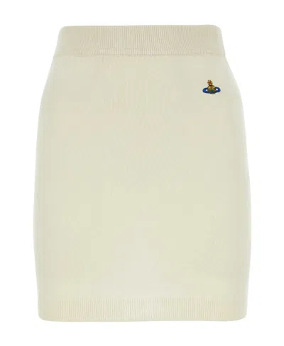 Vivienne Westwood Orb-embroidery Stretch-waist Knitted-skirt In White