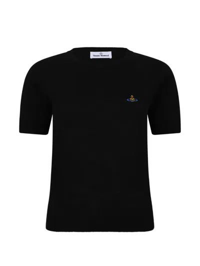 Vivienne Westwood Orb-embroidery T-shirt In Black