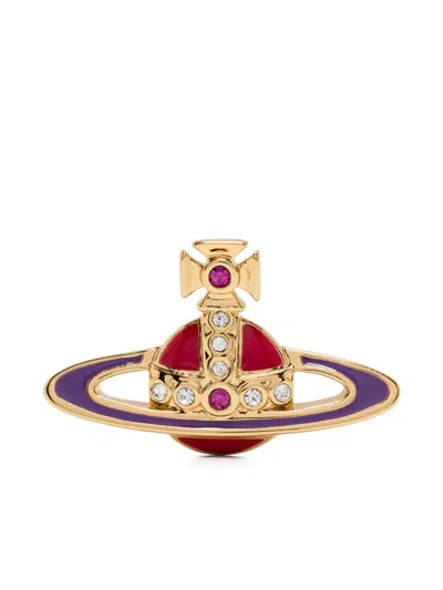 Vivienne Westwood Orb-enamel Stud Earrings In Brown