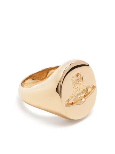 Vivienne Westwood Orb-engraved Silver Ring In Gold