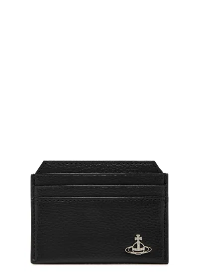Vivienne Westwood Orb Faux Leather Card Holder In Black